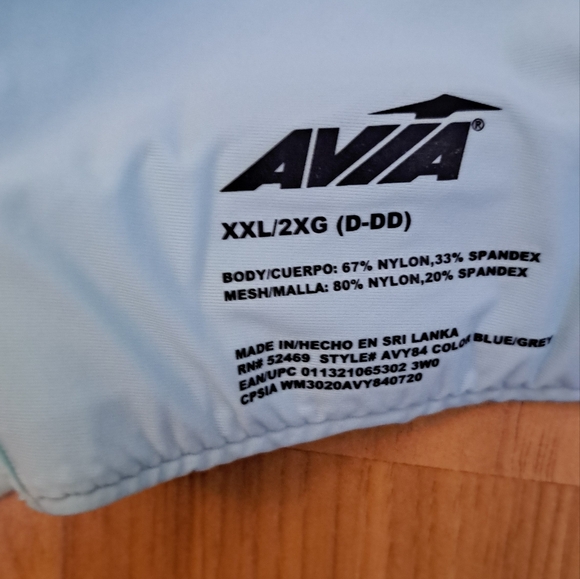 Avia Sport Bra Size XXL DDD Color Mint. PRE-OWNED. Good Condition. - Picture 3 of 4